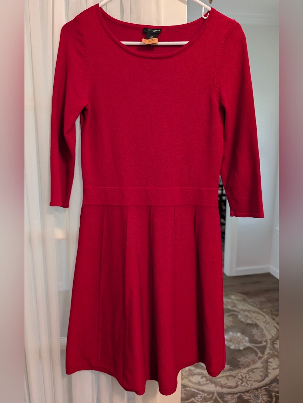 Ann Taylor Petite Crewneck Flare Flowing Dress, Quarter Sleeve - Like New!